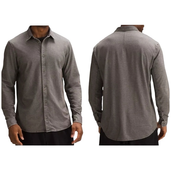 Lululemon Mens Commission Long Sleeve Shirt Size L Button Up Gray Button Down - Picture 1 of 7